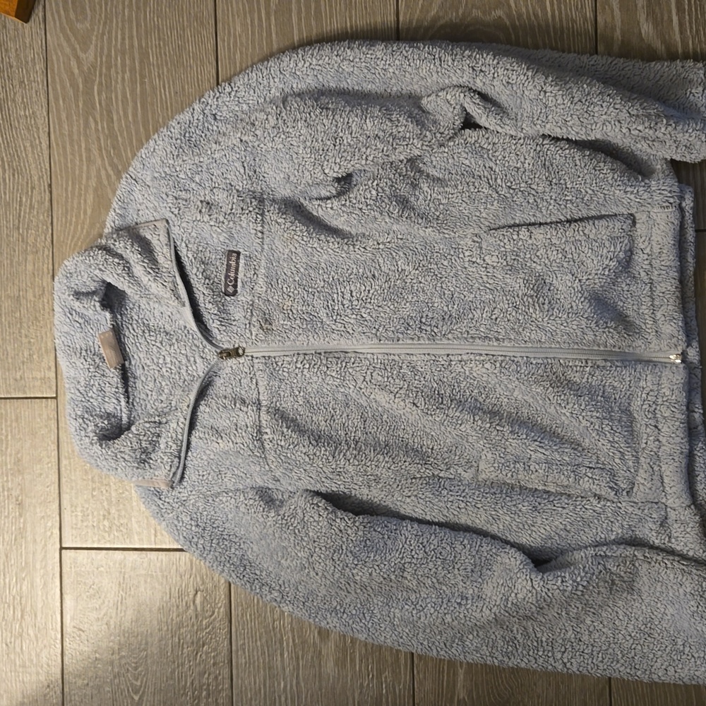 Columbia light blue zip up sweater